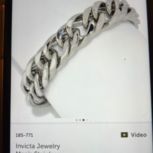 Invicta stainless steel beveled Cuban curb chain bracelet